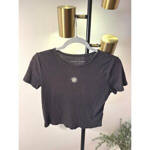 Common Threads y2k 90s skater delias grunge sun baby crop tee black SM faded guc